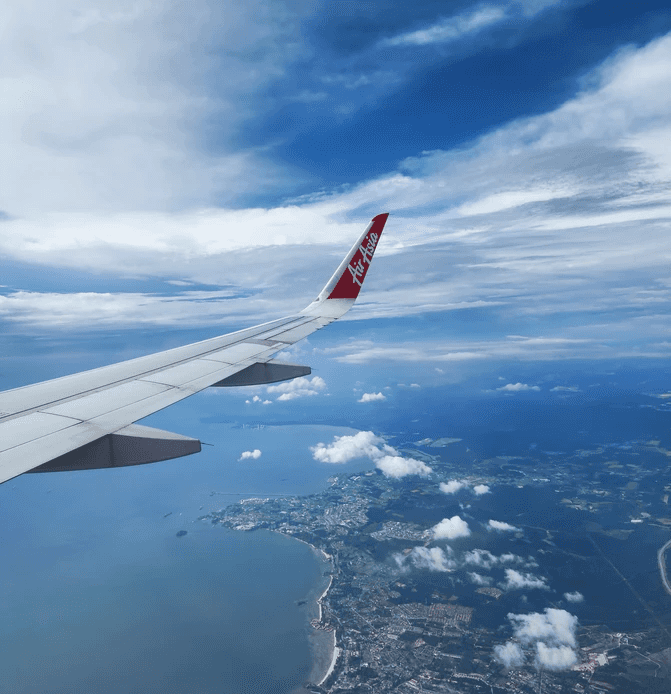 Aerial view of Malaysian islands from flight